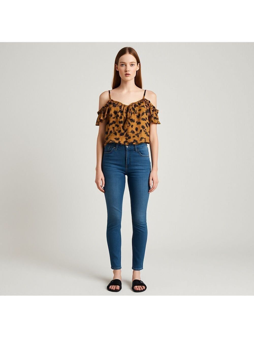 Sienna Sky Brown Leopard Ruffled Tie Front Blouse Small